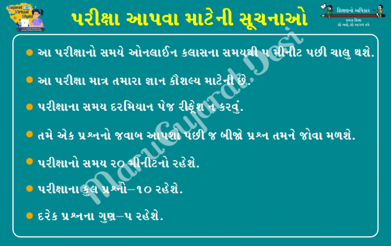 Gujarat Virtual Shala online Exam for std 9 TO 12 Students 1